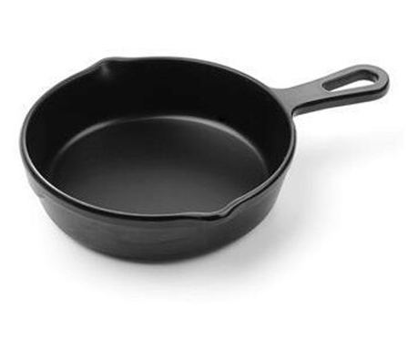 Posuda za serviranje, mini oblik tave s ručkom, 162x121x(V)30 mm, crni melamin, Hendi Little Chef