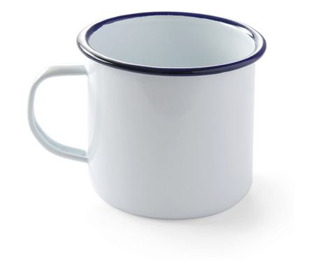 Kozarec 520 ml, 100x(V)90 mm, belo emajlirano jeklo z modrimi robovi, Hendi
