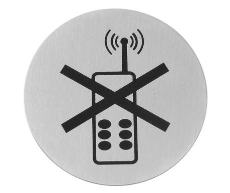 Hendi Tabliczka na drzwi - Zakaz używania telefonów komórkowych - 75 mm, Stal nierdzewna