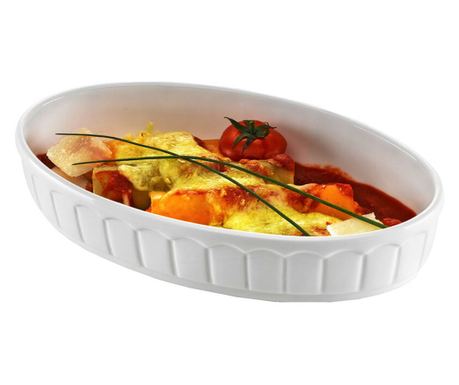 Ovalna posoda za pečico iz belega porcelana, odporna na toploto 600°C, Hendi, 220x130 mm
