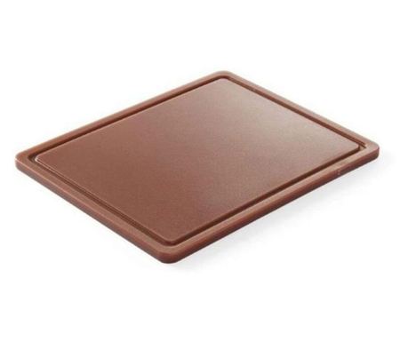 Smeđa daska za rezanje, 26.5x32.5x(H)1.2 cm - GN1/2, s utorom za odvod, HDPE 500 polietilen, HACCP usklađeno, Hendi