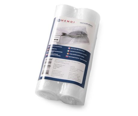 Komplet 2 reliefnih rolic za vakuumski pakirnik Hendi, 200x6000 mm, 2 sloja, debelina 75 mikronov, UV filter