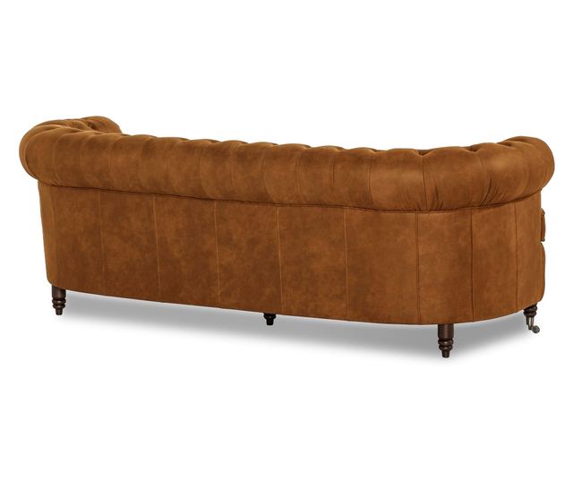 Извито канапе Chesterfield Deluxe, триместно, винтидж коняк,230x80x86cm