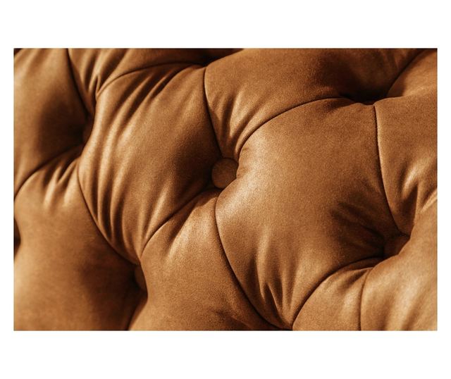 Извито канапе Chesterfield Deluxe, триместно, винтидж коняк,230x80x86cm