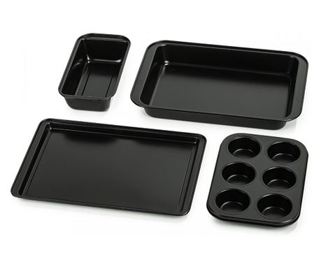 Set 4 tavi patiserie la Cucina, otel carbon, antiaderente