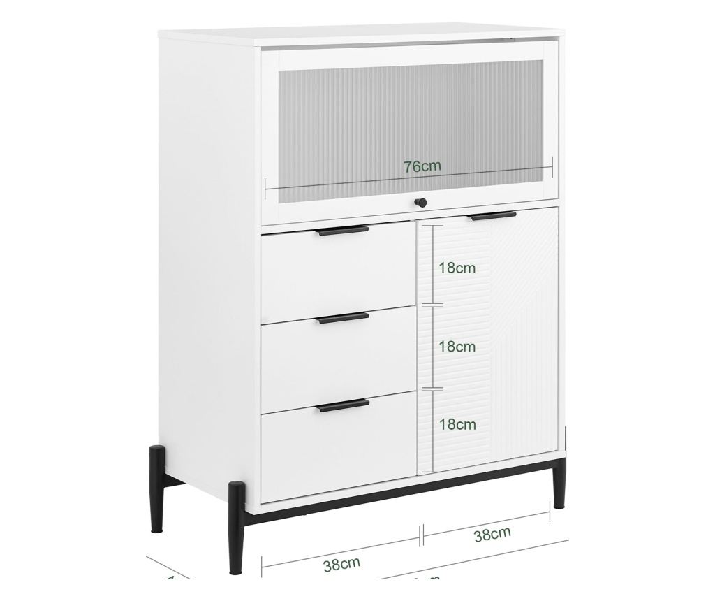 SoBuy, pomocný kuchyňský nábytek, mikrovlnná skříň, kuchyňský vozík, FSB94-W - 3