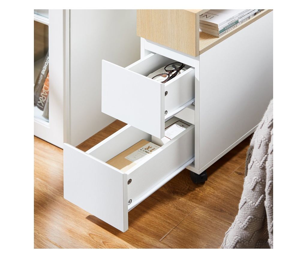 SoBuy υπουργικό συμβούλιο με τροχούς, βιτρίνεσ σαλονιού, χαμηλό υπουργικό συμβούλιο FBT155-WN - 6