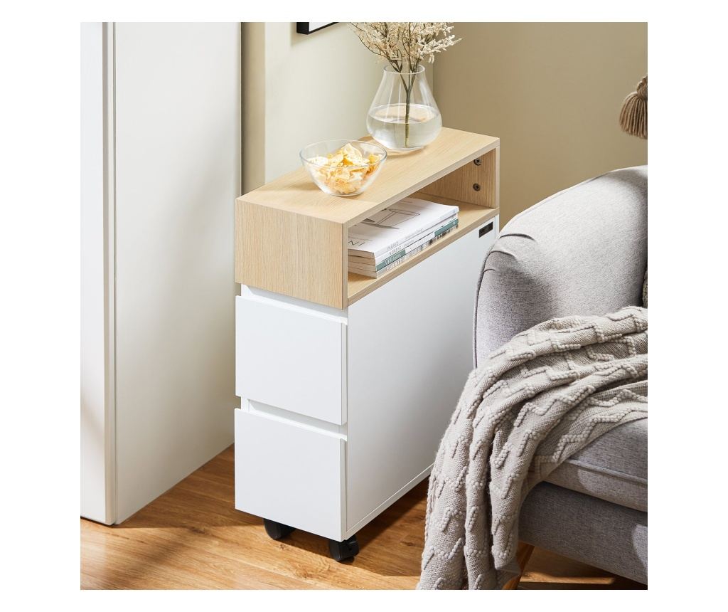 SoBuy υπουργικό συμβούλιο με τροχούς, βιτρίνεσ σαλονιού, χαμηλό υπουργικό συμβούλιο FBT155-WN - 8