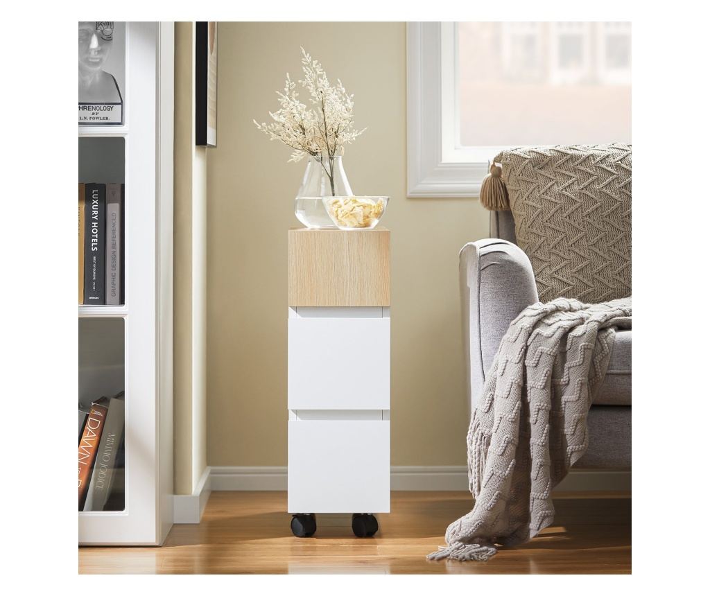 SoBuy υπουργικό συμβούλιο με τροχούς, βιτρίνεσ σαλονιού, χαμηλό υπουργικό συμβούλιο FBT155-WN - 9