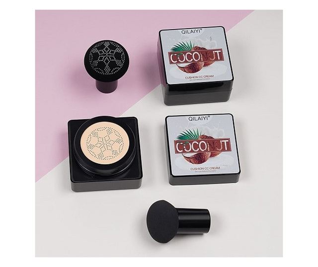 Foundation Air Cushion CC krém, smink, kókusz, 01 elefántcsont, 15 g, ecsettel