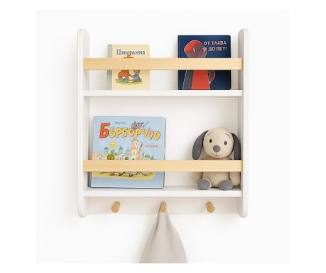 GINGER HOME Παιδικό Ράφι, Επιτοίχιο με Ράφια και Κρεμάστρες, Λευκό, για Παιδικό Δωμάτιο