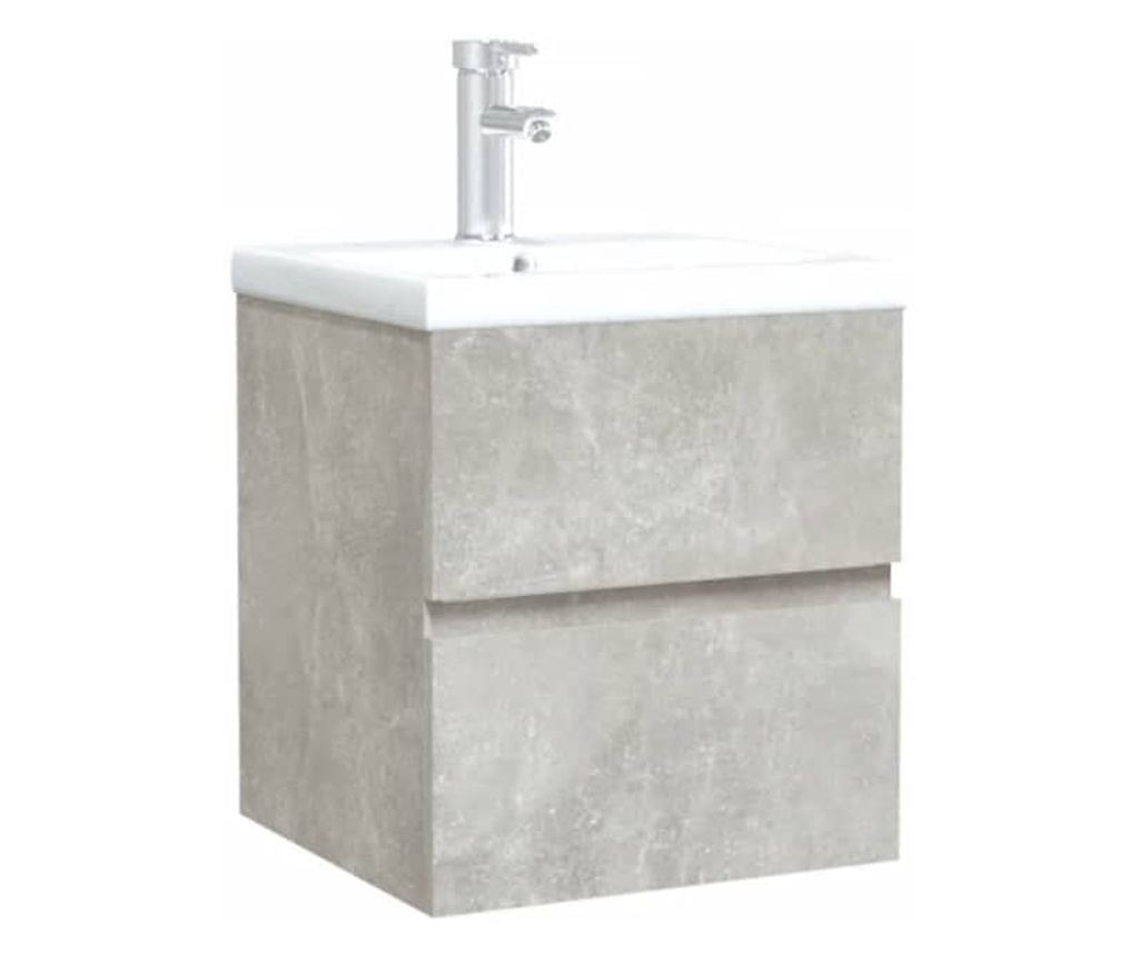 Fürdőszobaszekrény tükörrel, beton szürke, forgácslap - 4