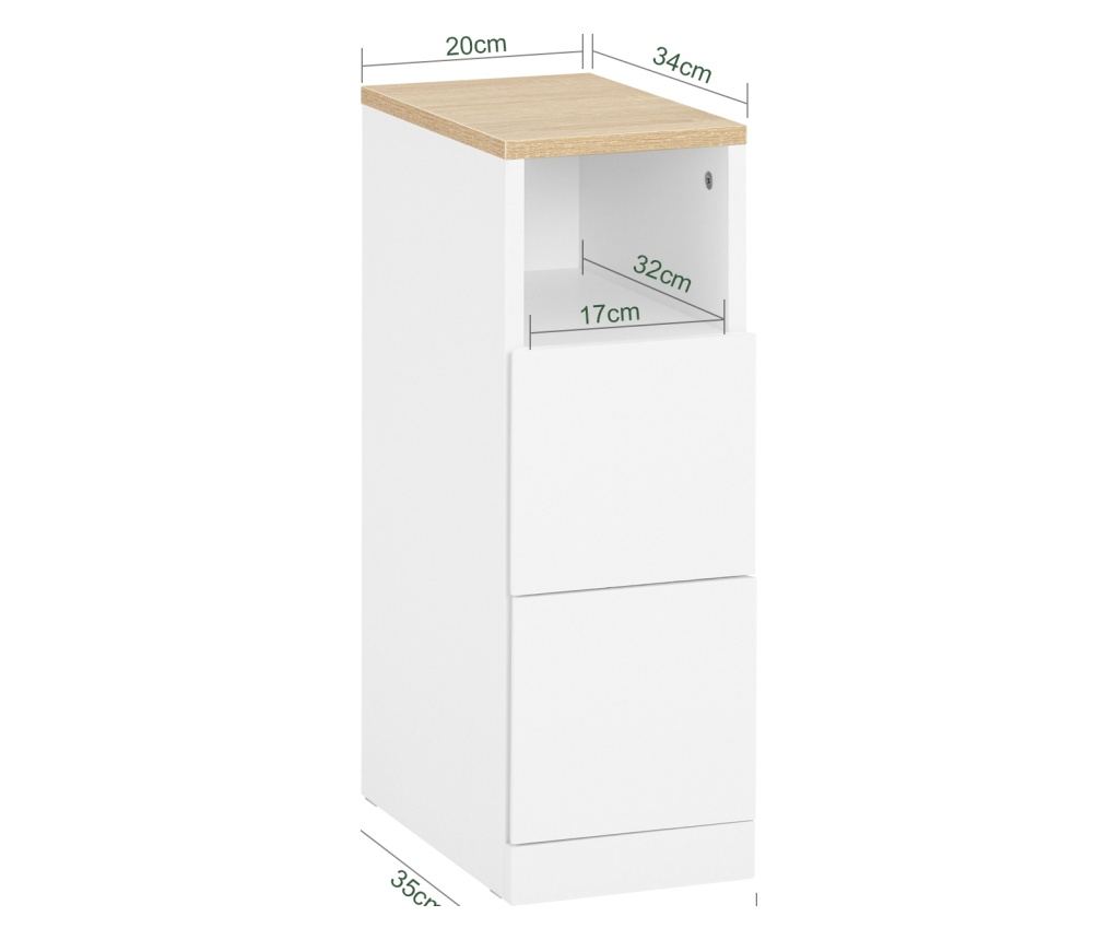 SoBuy 2 beli nočni omarici z 2 predaloma 35x20x60 cm FBT149-WNx2 - 14