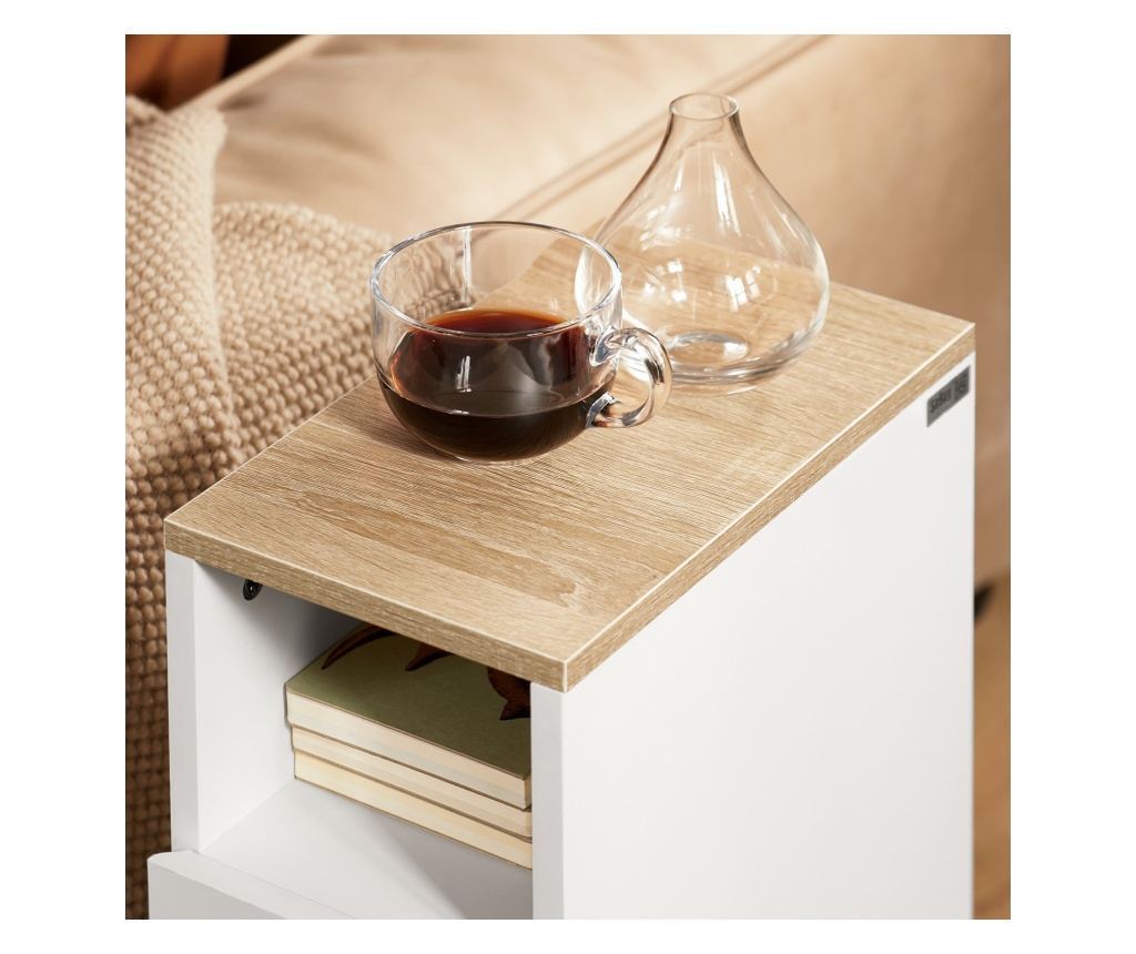 SoBuy 2 beli nočni omarici z 2 predaloma 35x20x60 cm FBT149-WNx2 - 8