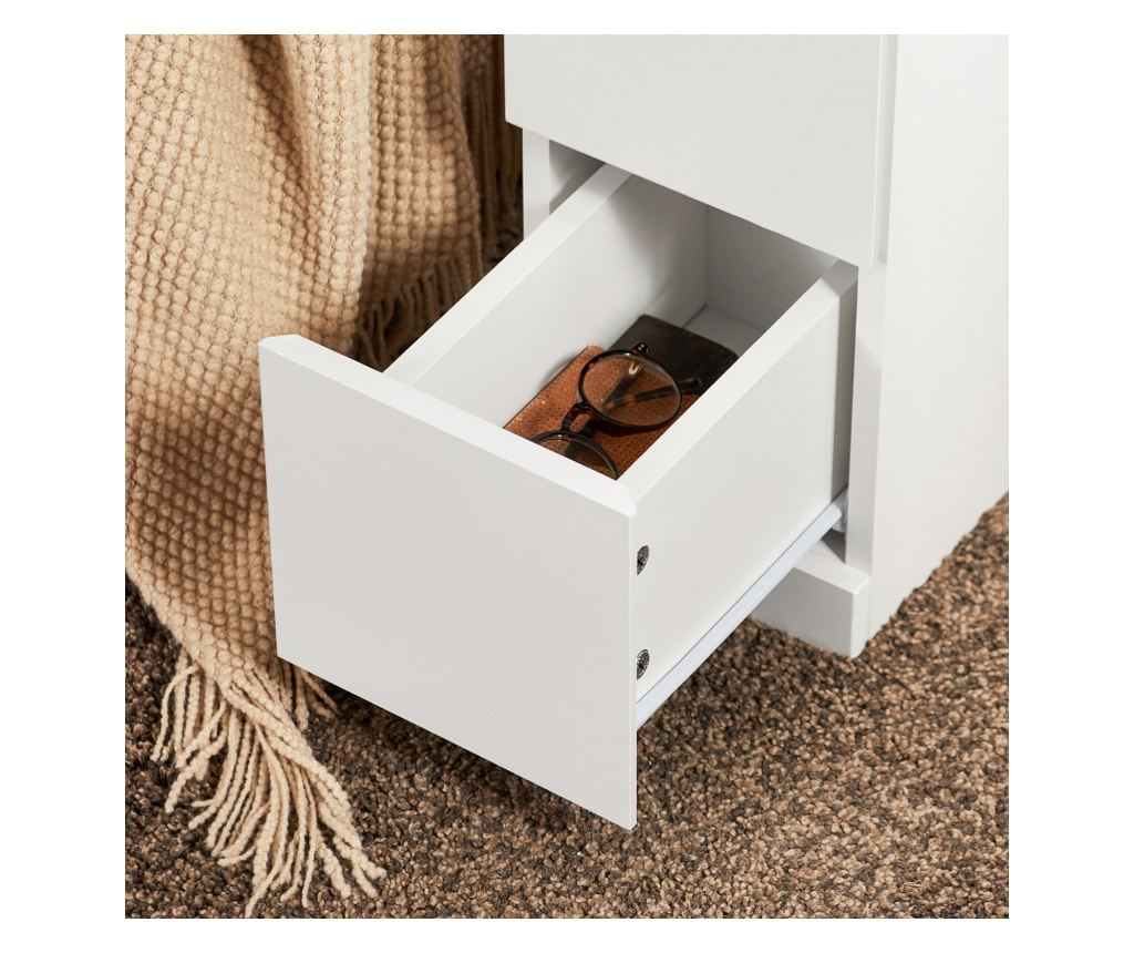 SoBuy 2 beli nočni omarici z 2 predaloma 35x20x60 cm FBT149-WNx2 - 9