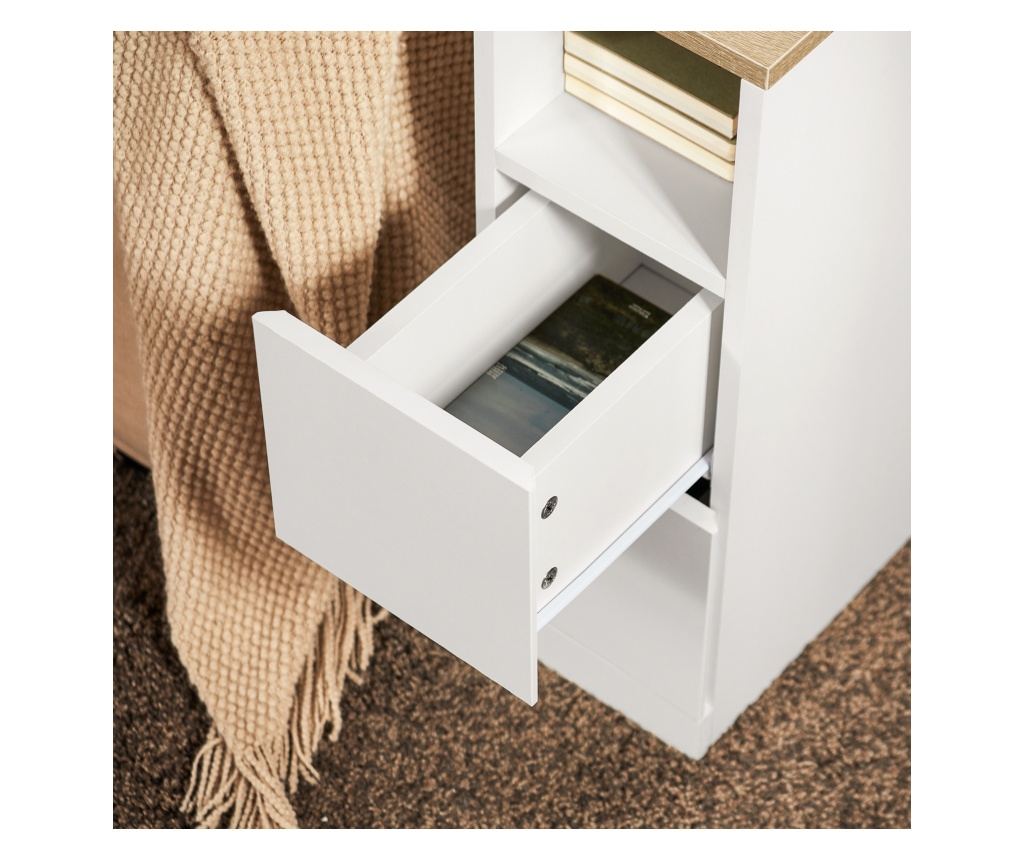 SoBuy 2 beli nočni omarici z 2 predaloma 35x20x60 cm FBT149-WNx2 - 10