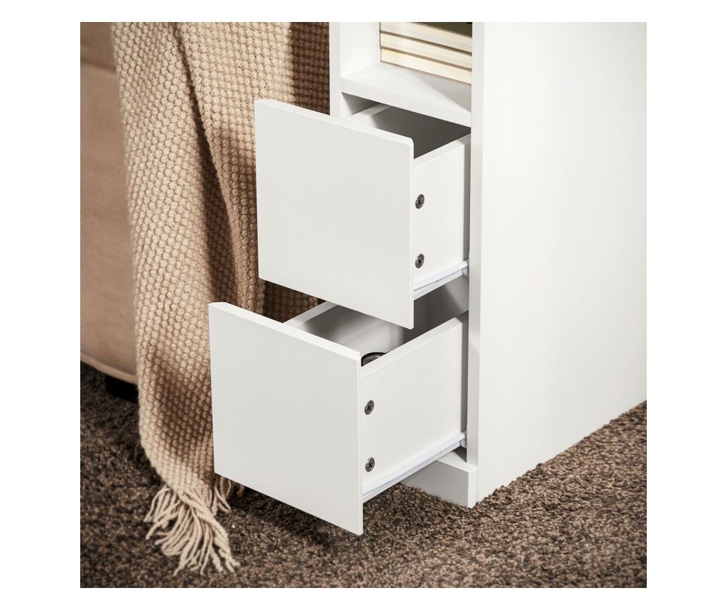 SoBuy 2 beli nočni omarici z 2 predaloma 35x20x60 cm FBT149-WNx2 - 11