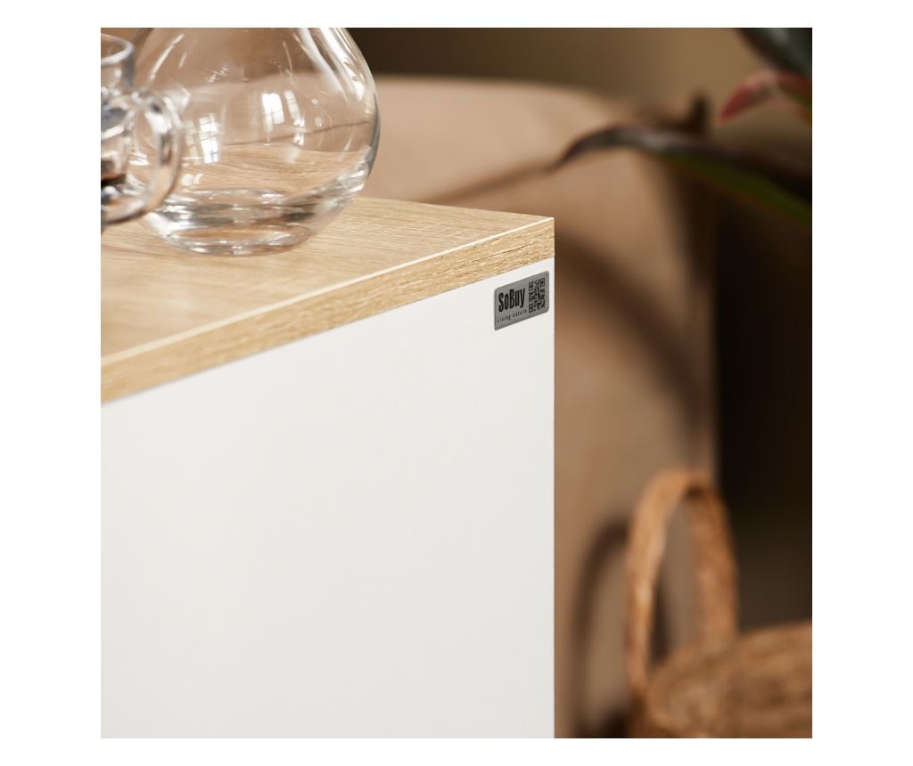 SoBuy 2 beli nočni omarici z 2 predaloma 35x20x60 cm FBT149-WNx2 - 13