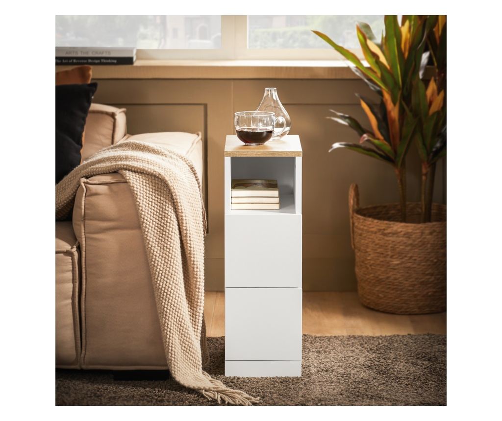 SoBuy 2 beli nočni omarici z 2 predaloma 35x20x60 cm FBT149-WNx2 - 5