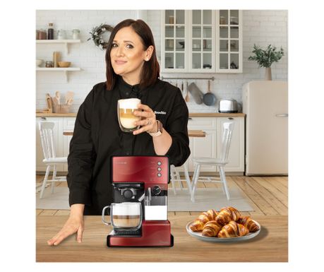 Espressor Manual cu Lapte, Prima Latte, Roșu, Breville