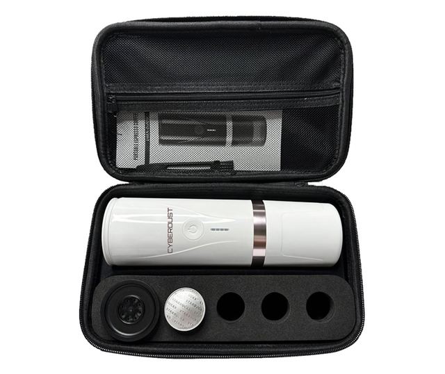 Минипресо CYBERDUST, Бяло,  Портативна, Еспресо Машина, Съвместима със Смляно Кафе и Кафе Капсули, Ръчна Електрическа Кафемашина