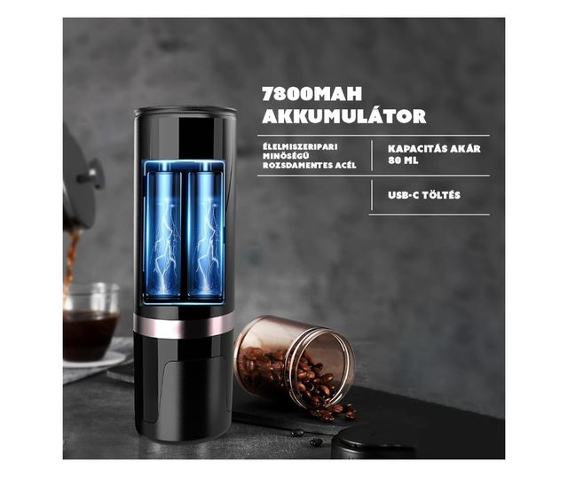 Минипресо CYBERDUST, Бяло,  Портативна, Еспресо Машина, Съвместима със Смляно Кафе и Кафе Капсули, Ръчна Електрическа Кафемашина