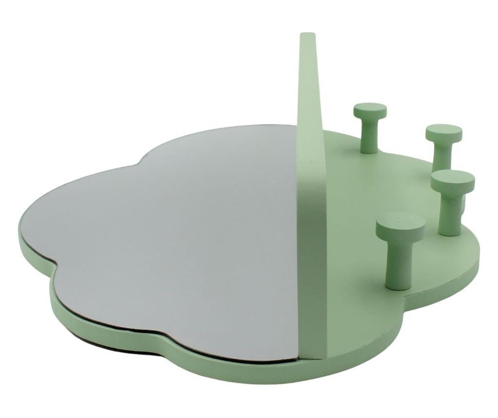 MDF закачалка за дрехи с огледало зелена 39x28см - 3