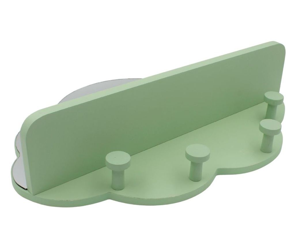 MDF закачалка за дрехи с огледало зелена 39x28см - 4
