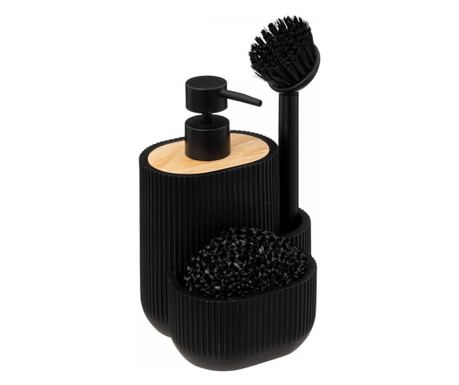 Blackwood Konyhai Mosogatószer Adagoló, Polimer, Ecsettel és Szivaccsal, Fekete, 500 ml, 13,5 x 12,5 x M 18 cm
