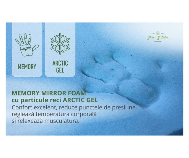 Saltea Green Future Arctic Gel Memory 14 + 5, 180x200 cm, H 21 cm, 7 zone de confort, Anatomica, Ortopedica