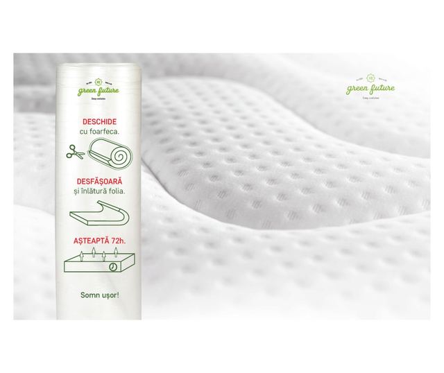 Saltea Green Future Arctic Gel Memory 14 + 5, 180x200 cm, H 21 cm, 7 zone de confort, Anatomica, Ortopedica