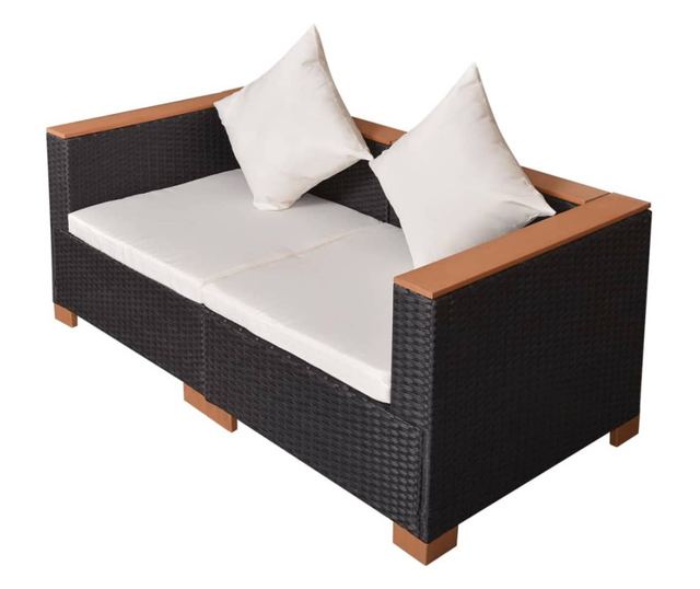 Vrtna garnitura, crna, poliratan