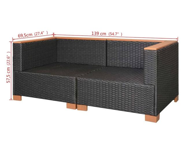 Vrtna garnitura, crna, poliratan