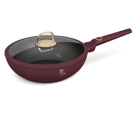 Leonardo Collection Berlinger Haus BH 8034 wok tava s poklopcem, 28 cm, 3,2 litre, neprianjajuća, titanski premaz, mat bordo boj
