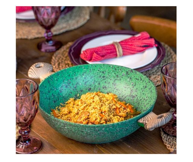 Tigaie wok Fissman-Μαλαχίτης, αλουμίνιο, 30x9 εκ., verde/maro