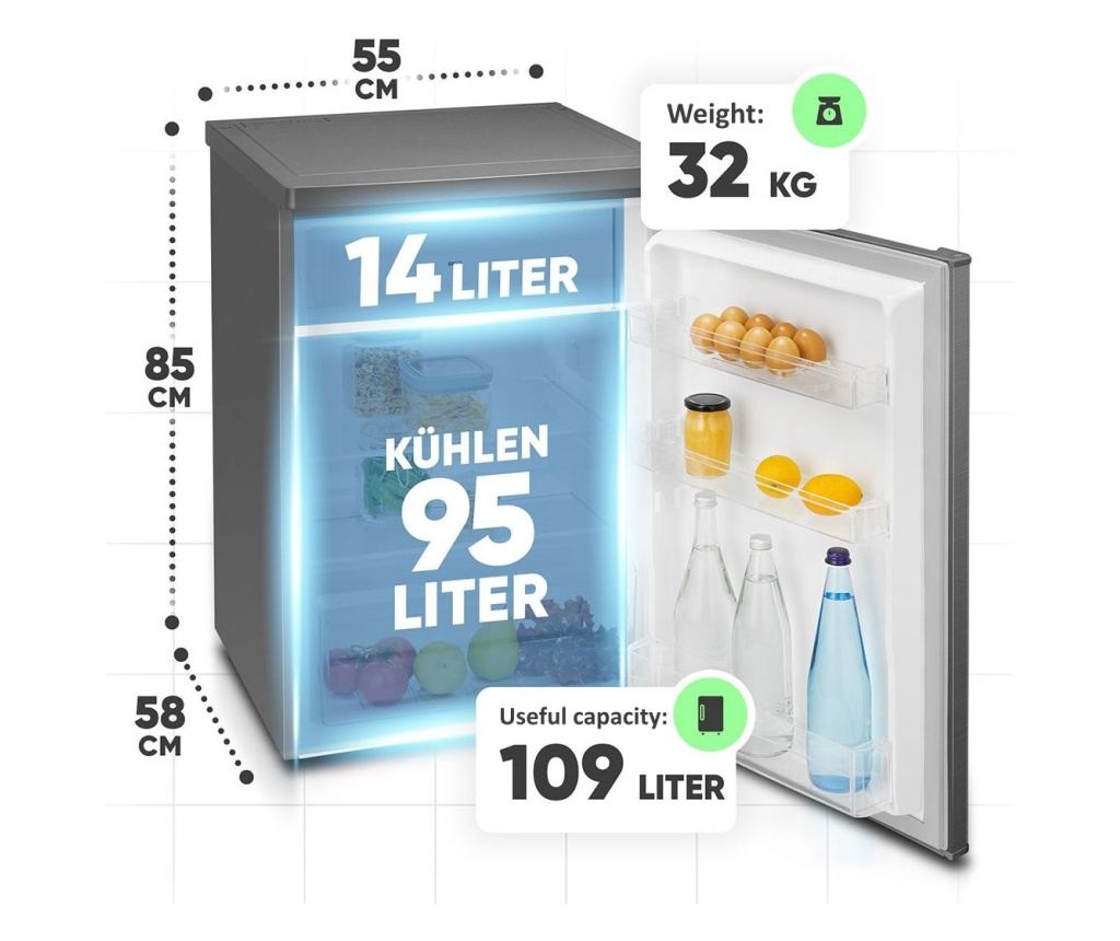 Mini frigider, Bomann, KS7251IX, 109 litri, inox - 5