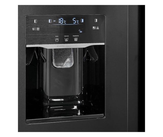 Frigider side by side, Exquisit, cu dispenser de apa, 513 litri, antracit