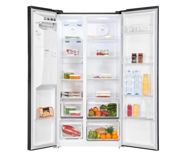 Frigider side by side, Exquisit, cu dispenser de apa, 513 litri, antracit