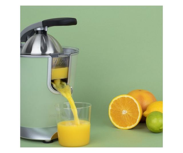 Elektromos citrusfacsaró, H.Koenig AGR88, BPA mentes, csendes, cseppmentes rendszer, mosógépben mosható, 160W, világoszöld