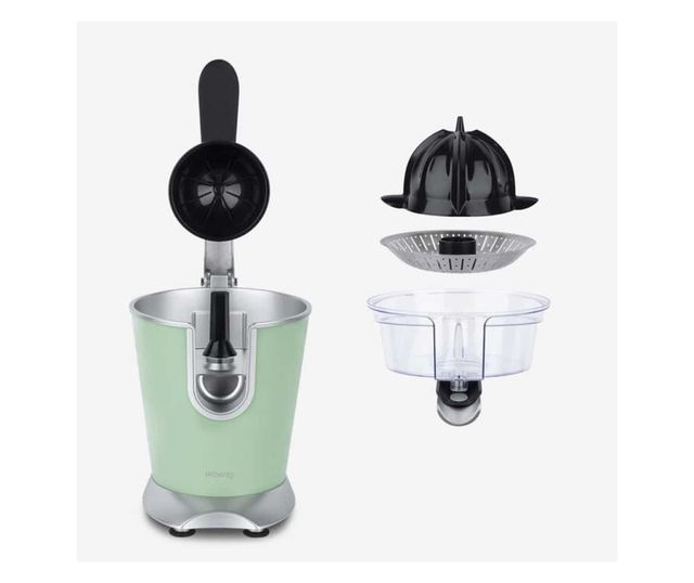 Elektromos citrusfacsaró, H.Koenig AGR88, BPA mentes, csendes, cseppmentes rendszer, mosógépben mosható, 160W, világoszöld