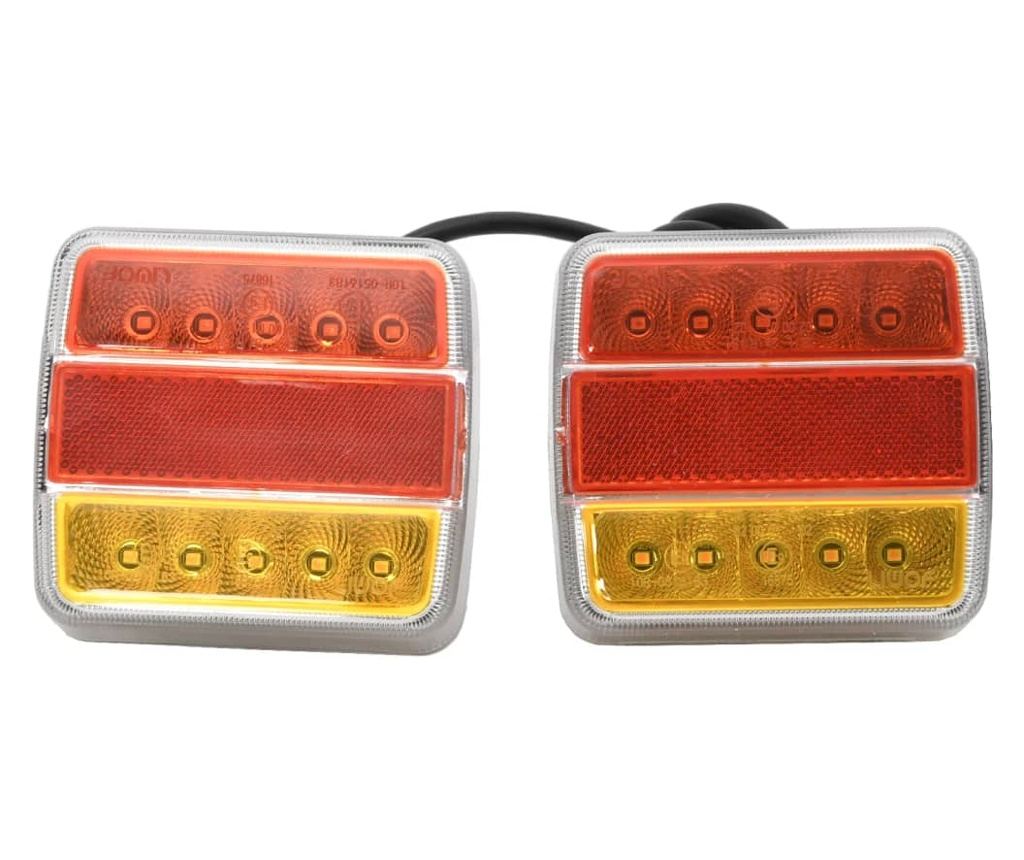 Светлини за ремарке, 2 бр., Червени, 10.5x7.5x10 см LED крушка 12V - 3