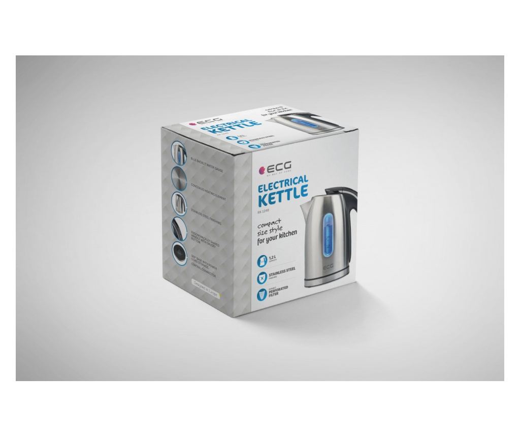 Cana electrica fierbator ECG RK 1240, 1630 W, 1,2 L, otel inoxidabil - 13