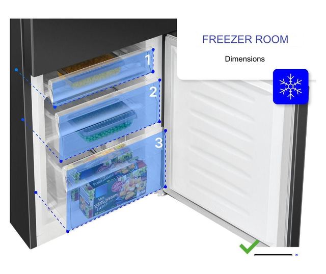 Хладилник Bomann, KG320.2N, H 143 см, капацитет 175 л, фризер 4 звезди 53 литра, 3 рафта от безопасно стъкло, 3 рафта на вратата