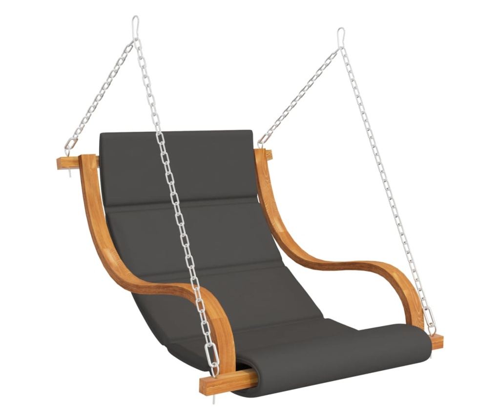 Висящ стол с възглавница, масивна смърчова дървесина с покритие от тиково дърво - 3