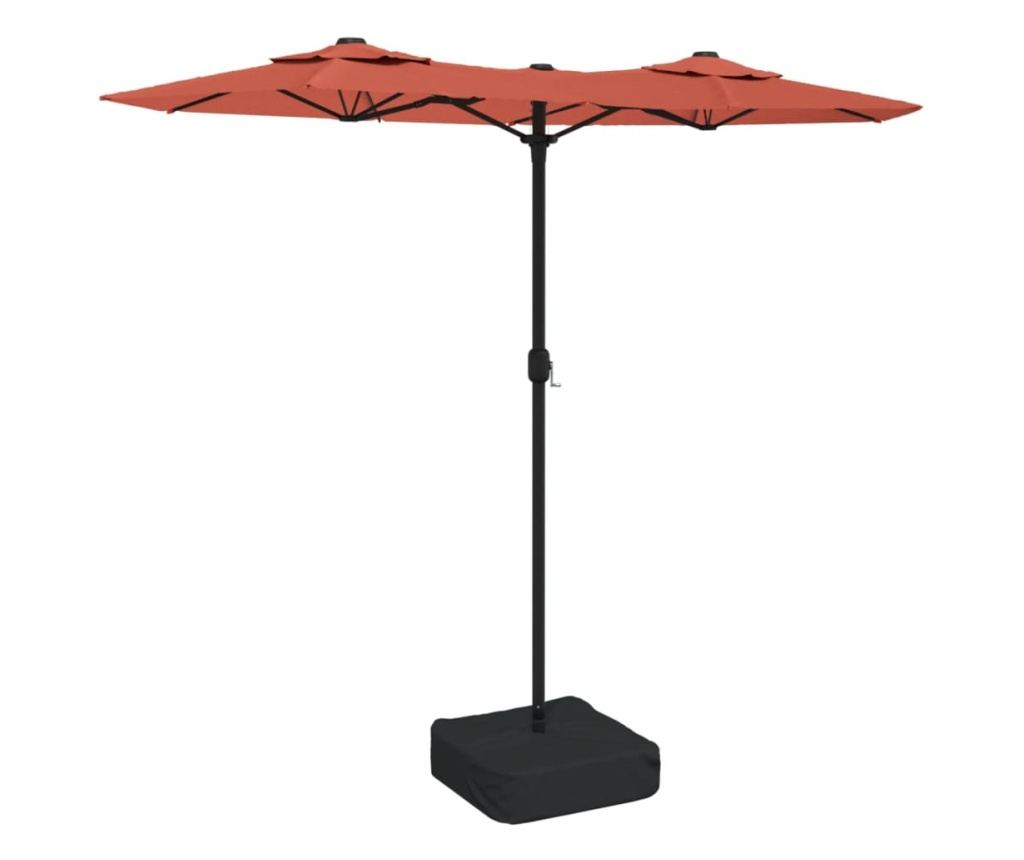 Dvojitý LED dáždnik na terasu tehlovo červený 316x240 cm - 2