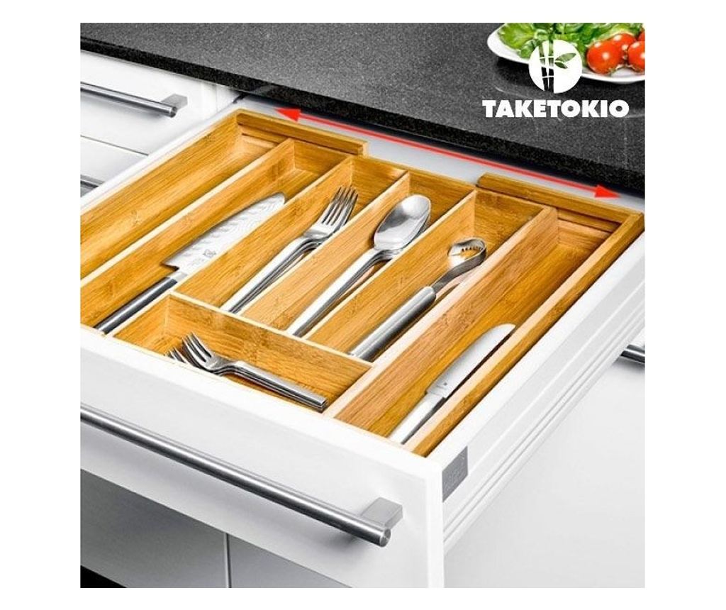 Organizator de tacamuri Stern, extensibil din bambus, 28,5-45x34x5 cm - 3