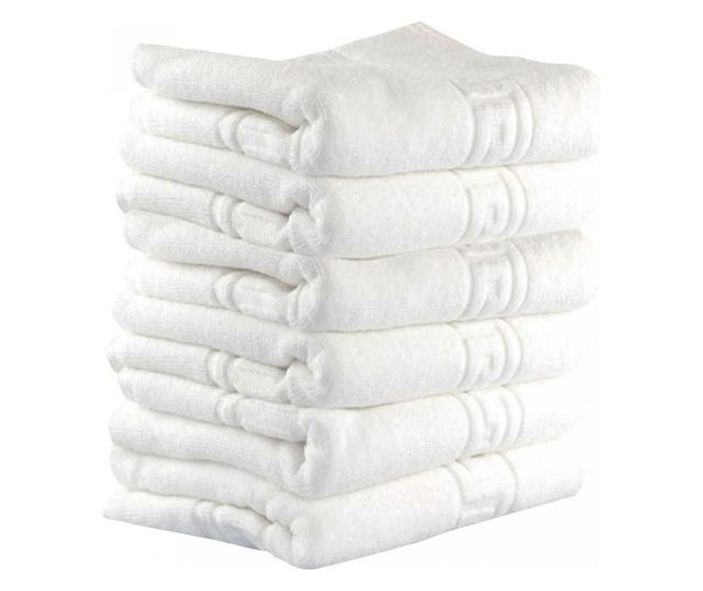 Prosop Kotonia Home Hotel - Greek Border, 100% Bumbac, 50x90 cm, Alb, 500g/mp