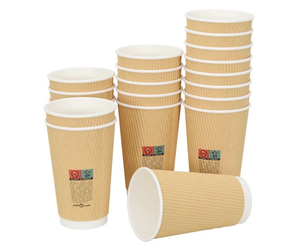 Хартиени чаши за кафе 500 бр. 16oz 400ml Кафяво - 3