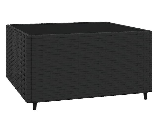 Градински комплект с възглавници, 3 части, Черен, Полиратан