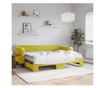 Daybed με επέκταση και στρώμα, Κίτρινο, 80x200 εκ., Βελούδο thumbnail 1